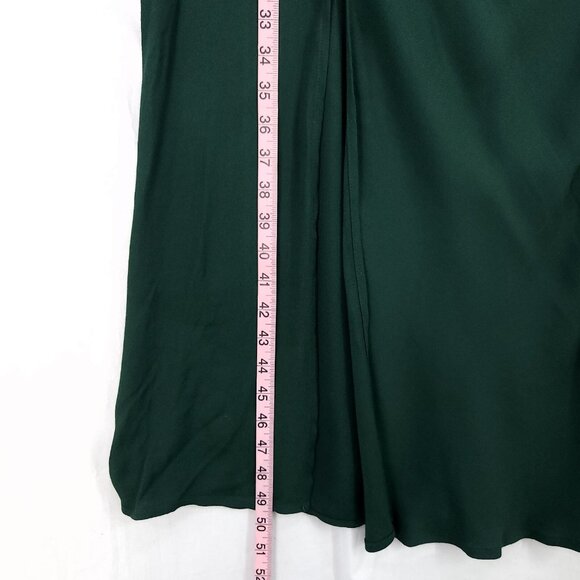 Reformation Frasier Midi Dress 2 Forest Green Leg Slit Short Sleeve Side Button - Picture 10 of 16